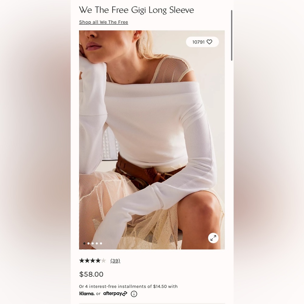 Free People - We The Free Gigi Long Sleeve white - NEW WITH TAGS